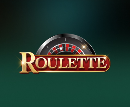 Stylized 'Roulette' logo with a roulette wheel in the background, featuring gold and red colors against a dark green backdrop.